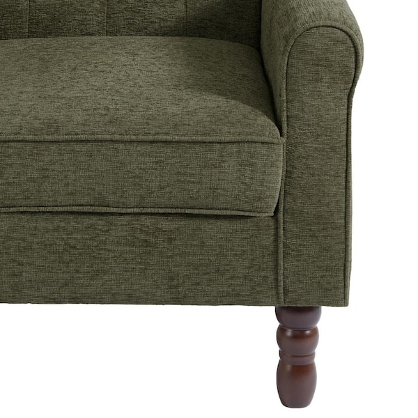 Uixe Green Linen Button Tufted Design Accent Arm Chair (Set of 2