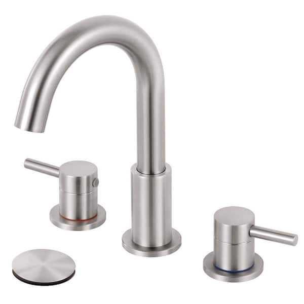 8 in. Widespread Double Handle Bathroom Faucet 3 Hole Sink Faucet with Pop-Up Drain in Brushed Nickel