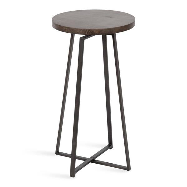 Kate and Laurel Zia 15.00 in. D Gray 26.00 in. H Round Wood End Table