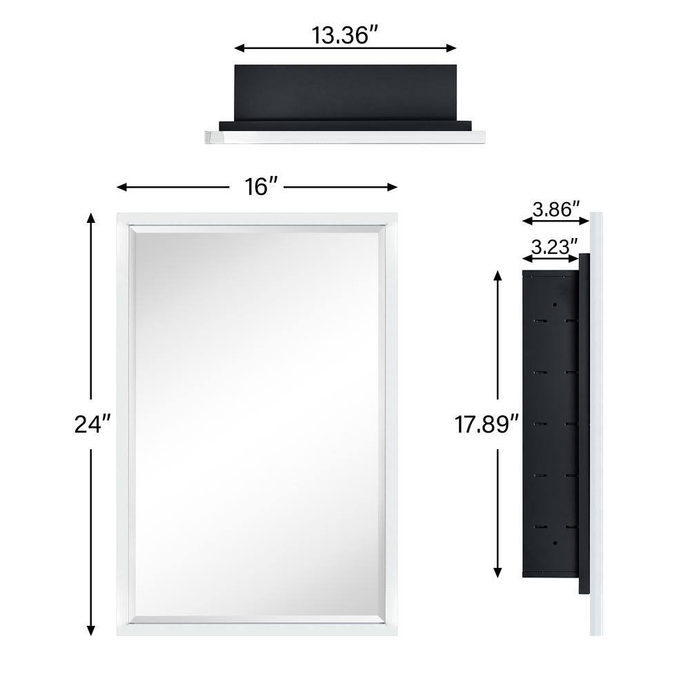 Brushed Nickel Rectangular Recessed Medicine Cabinet with Mirror