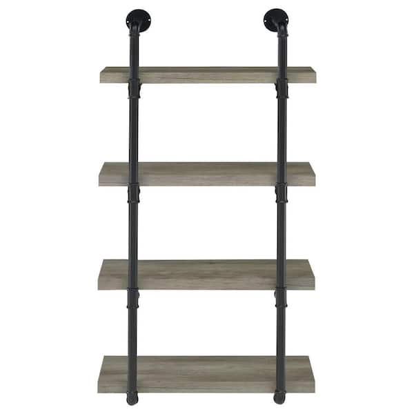 23.5 in. W x 11.50 in. D Gray Particle Board 4-Tier Decorative Wall Shelf and Floating Shelf-2 Brackets