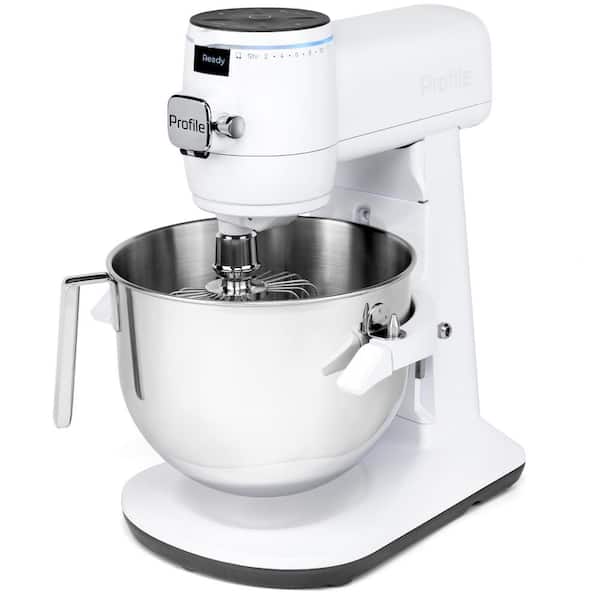 GE 7 Qt. 11-Speed White Stand Mixer w/ Commercial Beater, Dough Hook, 11-Wire Whip, Pouring Shield, & Built in Smart Scale