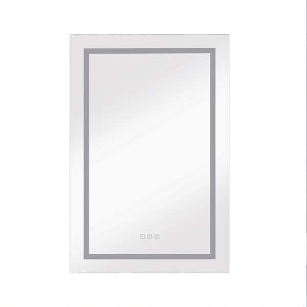 Maincraft 24 in. W x 36 in. H Rectangular Matt Black Aluminum Recessed/Surface Mount Medicine Cabinet with Mirror and LED Light