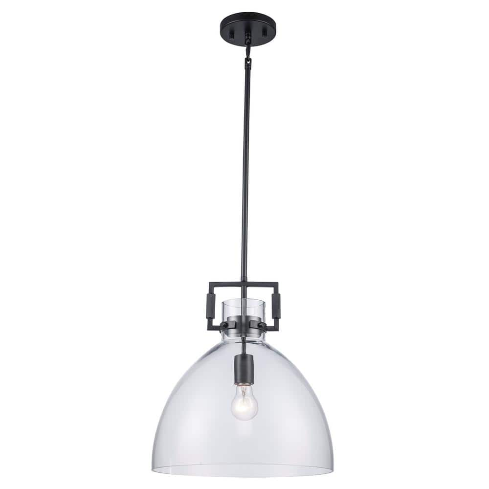 Hampton Bay Ballington 14 In. 1-Light Black Oversized Pendant Light ...