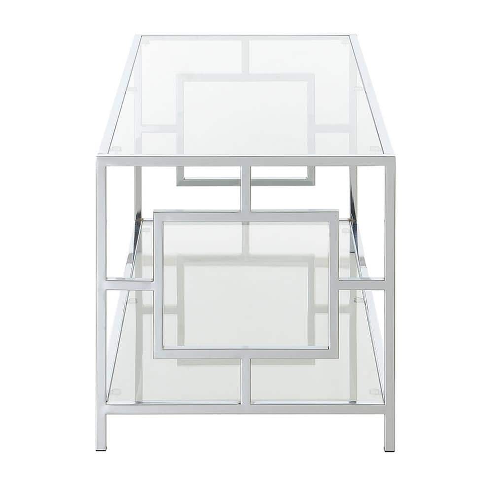 Town Square Chrome and Glass Coffee Table with Two Shelves