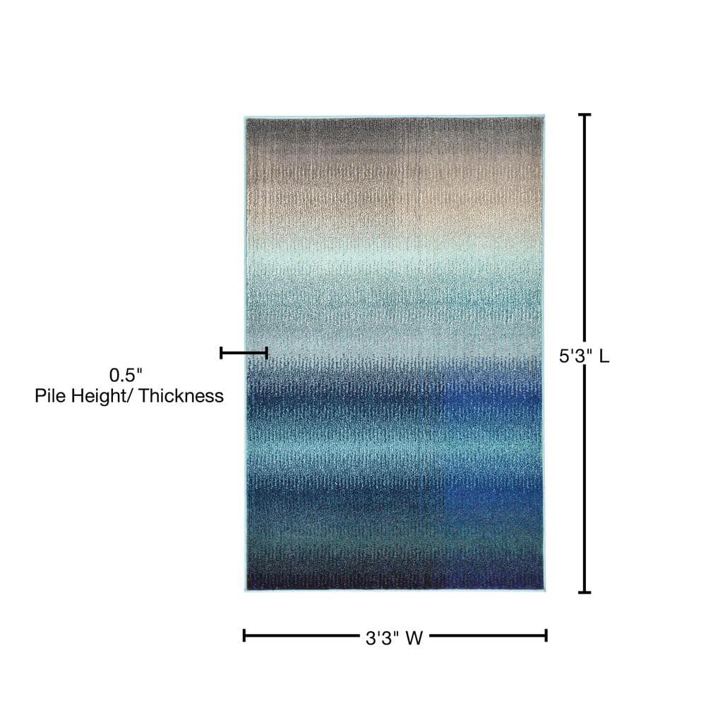 Blue Rectangular Stain-Resistant Synthetic Kids Area Rug