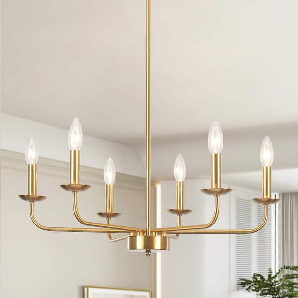 6-Light Rustic Copper Candlestick Hanging Island Linear Chandelier Pedant Light for Kitchen Island