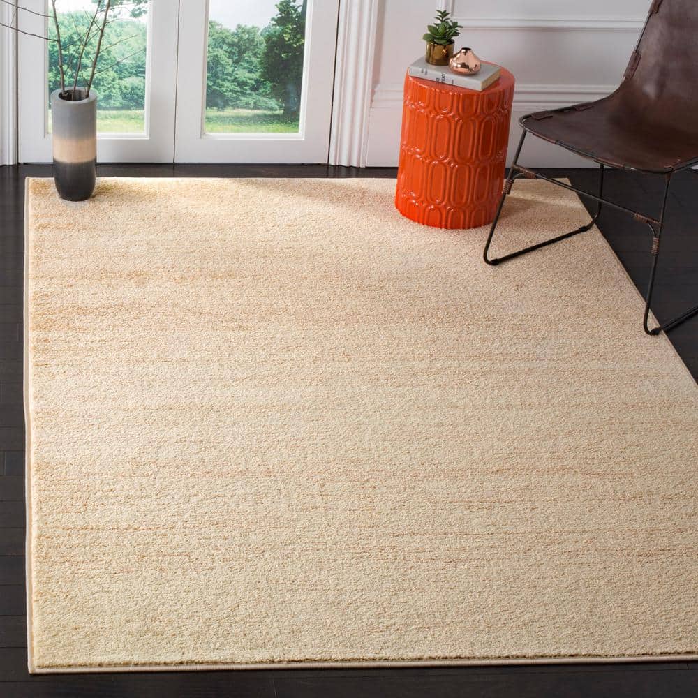Champagne and Cream 9' x 12' Synthetic Stripe Area Rug