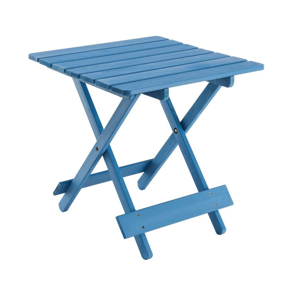 Blue Solid Wood Outdoor Side Table Adirondack Patio Folding Table Weather R