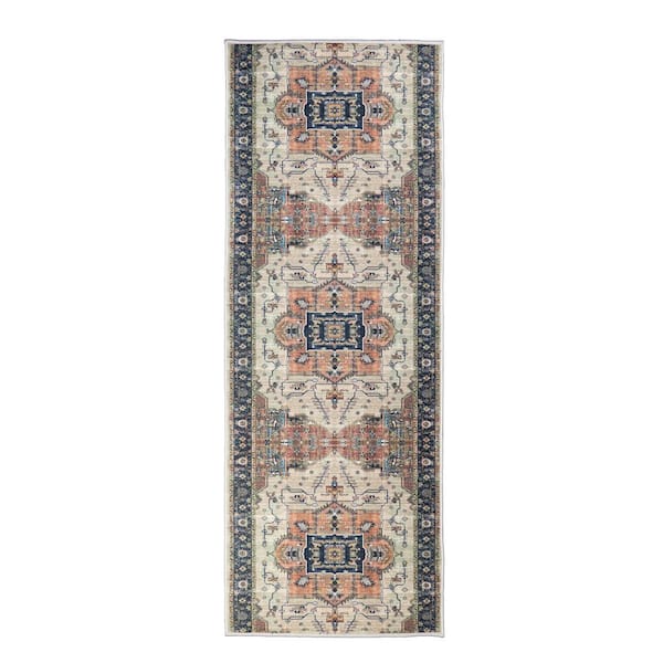 Custom Image Series Oriental Serapi Medallion Cream-Multicolor 26 in. W x 264 in. L Stair Runner 47.73 sq. ft.