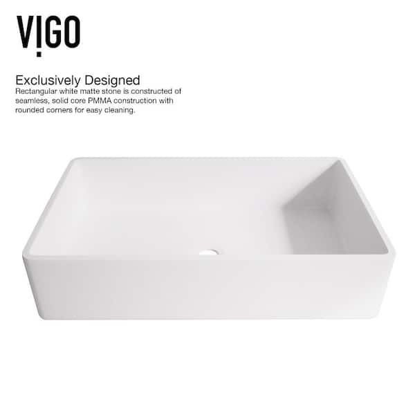 VIGO Matte Stone Magnolia Composite Rectangular Vessel