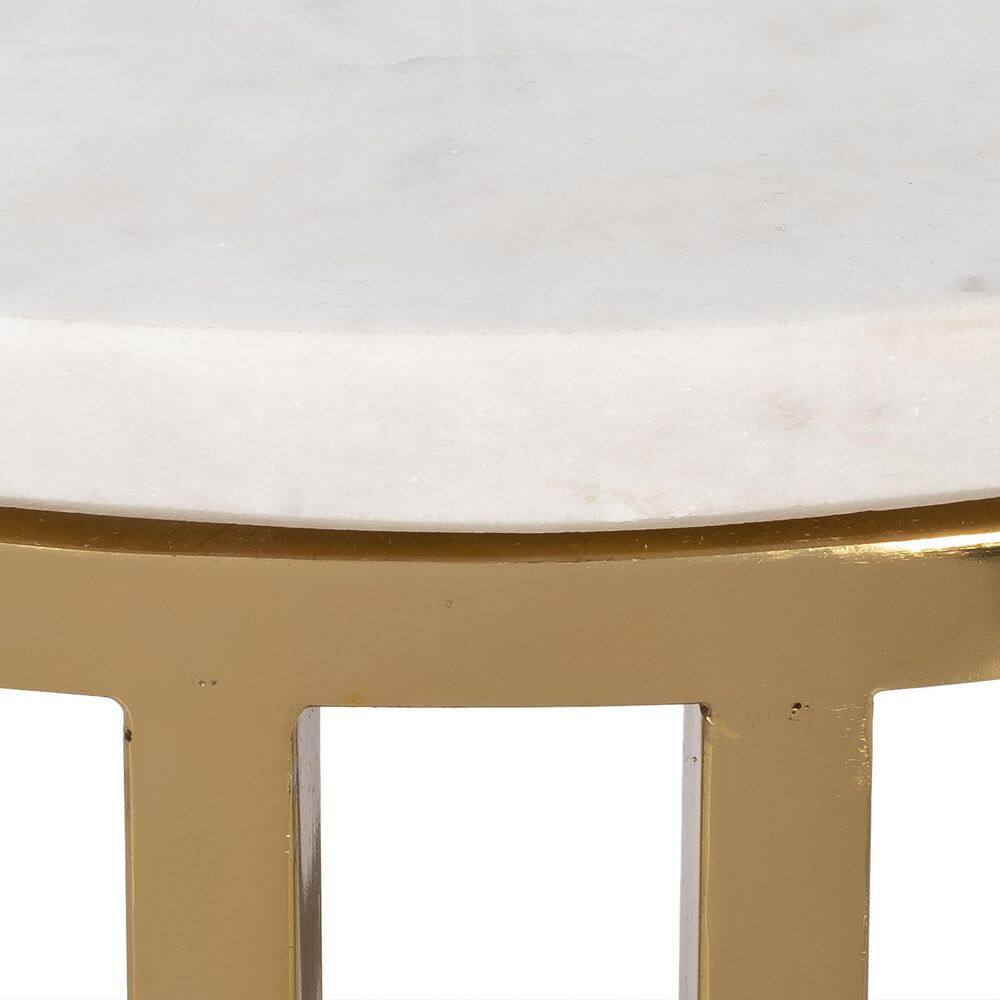 10 in. White Circle Marble Accent Table - thumbnail 7