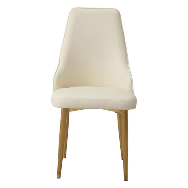 2-Pack White PU Leather Dining Chairs with Strong Metal Legs-Modern Minimalist Design for Home and Office