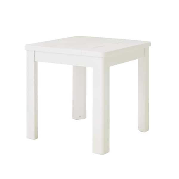 White Square Resin 16 in. Outdoor Chaise Side Table