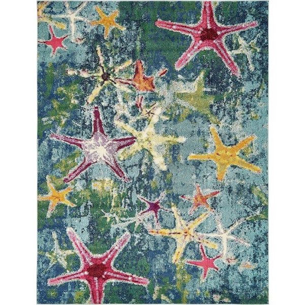 Positano Seashore Navy Blue 8' 0 x 10' 0 Area Rug
