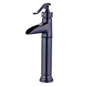 Single Handle Bathroom Vessel Sink Faucet Waterfall High Tall Brass 1-Hole Taps in Oil Rubbed Bronze
