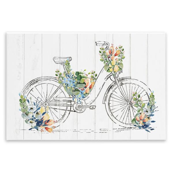 Floral Country Bicycle by Kim Allen Unframed Typography Graphic Art Print 13 in. x 19 in.