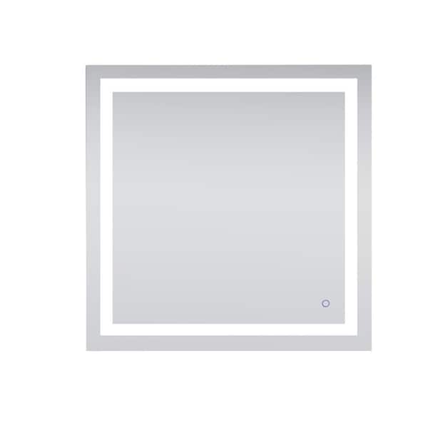 Unbranded Timeless Home 36 in. W x 36 in. H Rectangle Frameless Silver LED Mirror