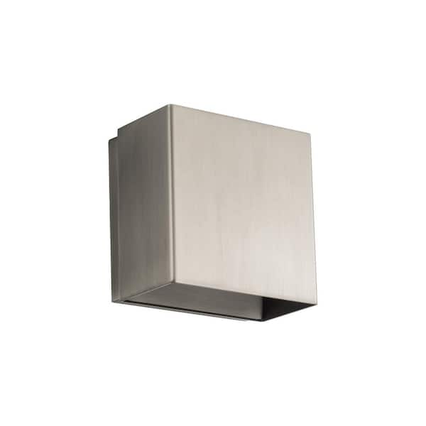 WAC Lighting Boxi 5 in. 2-Light Brushed Nickel LED Wall Sconce with Selectable CCT