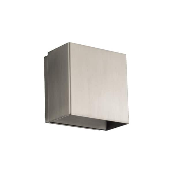 Unbranded Boxi 5 in. 2-Light Brushed Nickel LED Wall Sconce with Selectable CCT