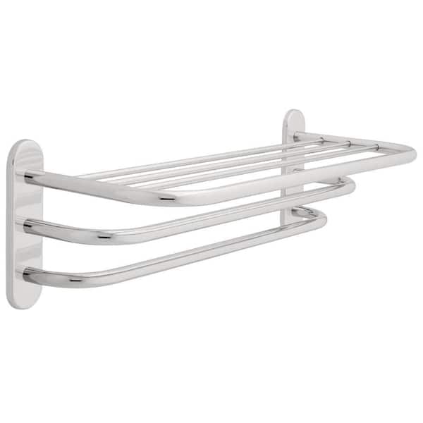 Franklin Brass 24 in. Towel Shelf with Two Bars and Concealed Mounting in Chrome