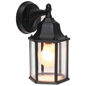 1-Light Black Outdoor Wall Lantern Sconce Lighting
