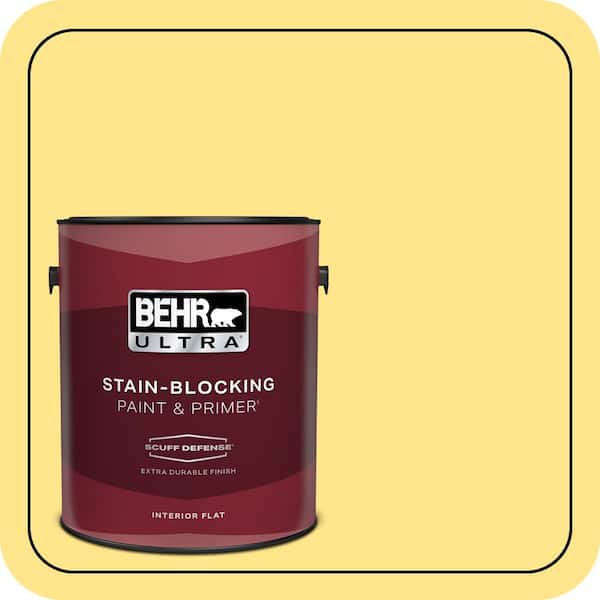 BEHR ULTRA 1 gal. #370A-3 Bicycle Yellow Extra Durable Flat Interior Paint & Primer