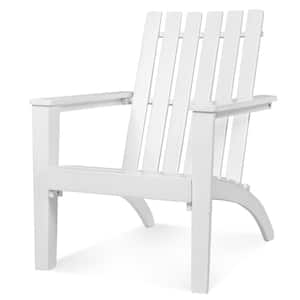 White HDPE Outdoor Acacia Wood Adirondack Lounge Armchair (1-Pack)