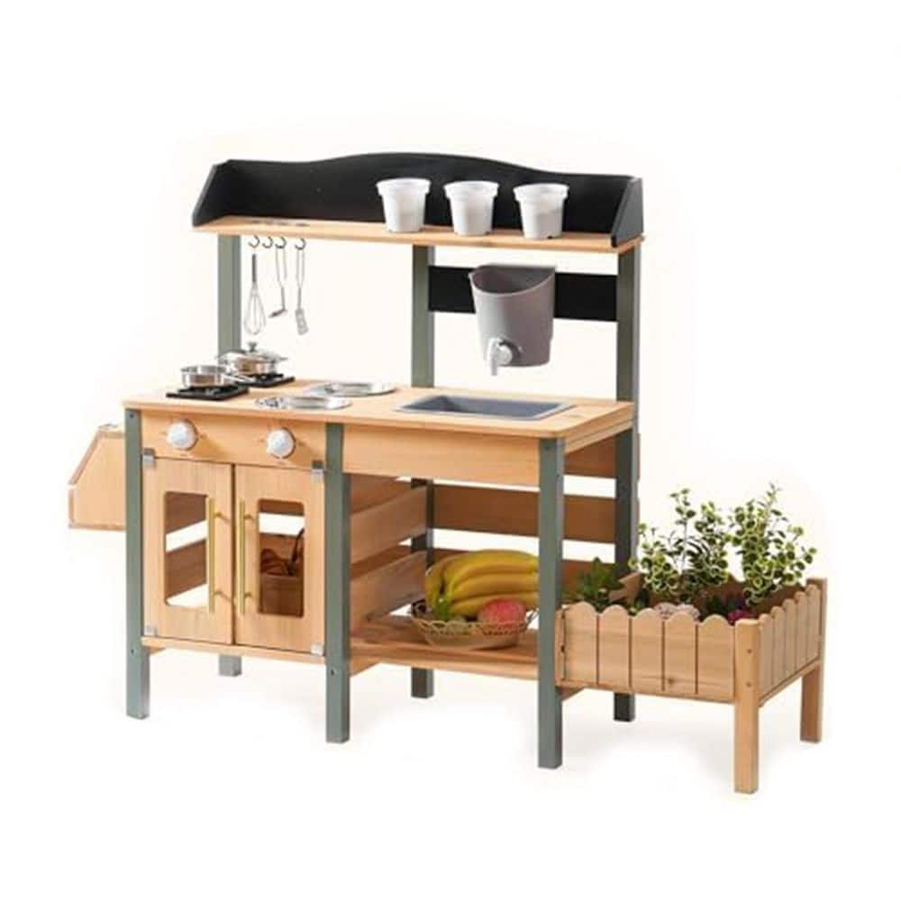 Wooden Outdoor Playhouse with Removable Sink, Faucet, Insect Observation Box & Planter Box for Kids Garden Fun price history on PriceWatchPro