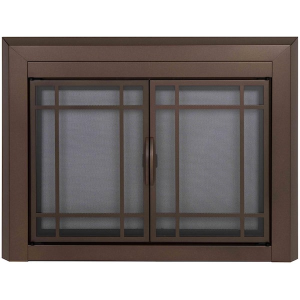 Pleasant Hearth Easton Small Burnished Bronze Glass Fireplace Doors