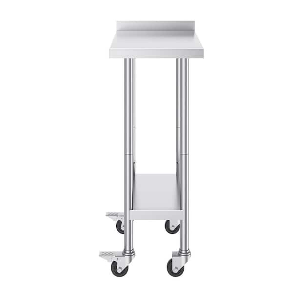 SVOPES 24 in. x 15 in. x 40 in. Stainless Steel Work Table, Heavy Duty Commercial Food Kitchen Prep Table with Workbench