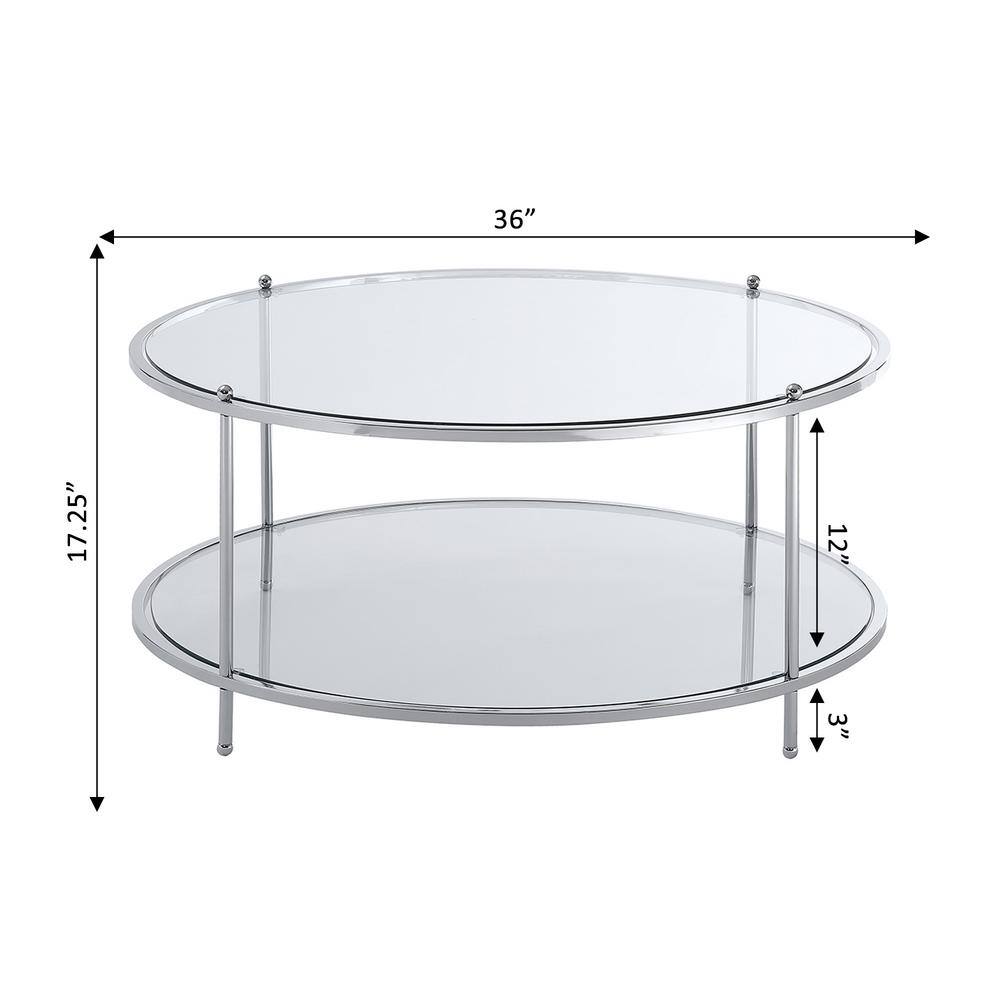 Royal Crest Round Glass Coffee Table with Chrome Frame