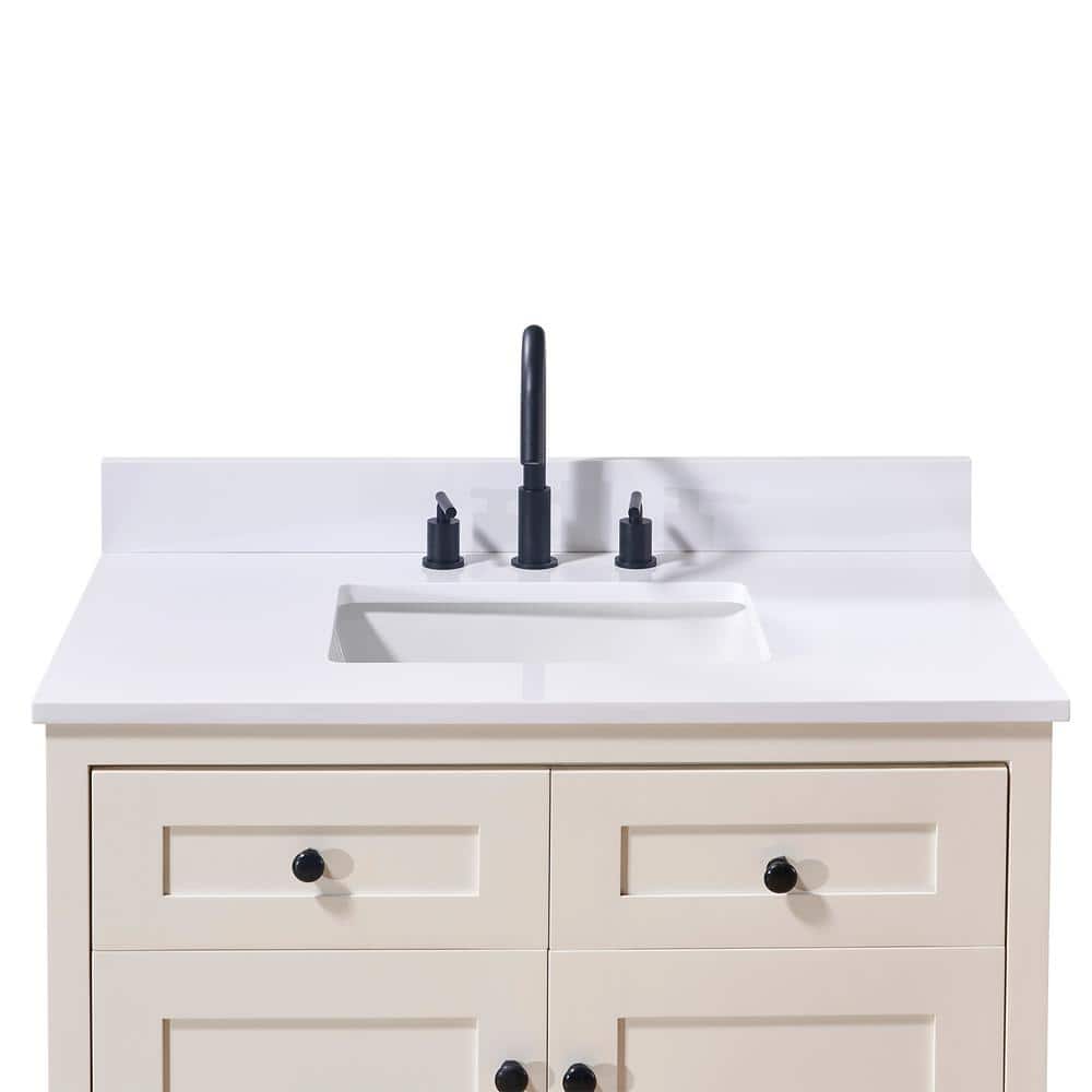 37-Inch Snow White Composite Stone Vanity Top with Sink