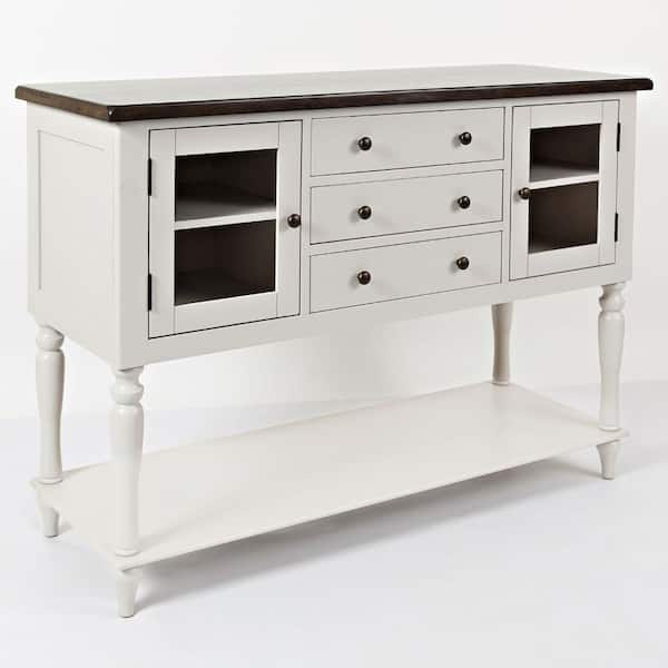Benjara Spacious Dark Brown and Light Gray Wooden Server with Turned Legs 19" L x 54" W x 38" H
