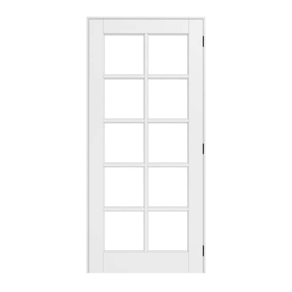ARK DESIGN 36 in. x 80 in. Left Handed 10-Lite Clear Glass White Solid Core MDF Door with Quick Assemble Jamb Kit