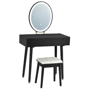 Black Touch Screen 3-Lighting Modes Vanity Makeup Table Set
