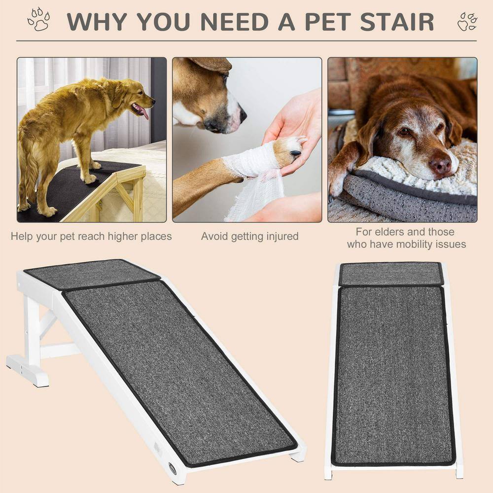 White Pine Wood Pet Ramp with Non-Slip Carpet