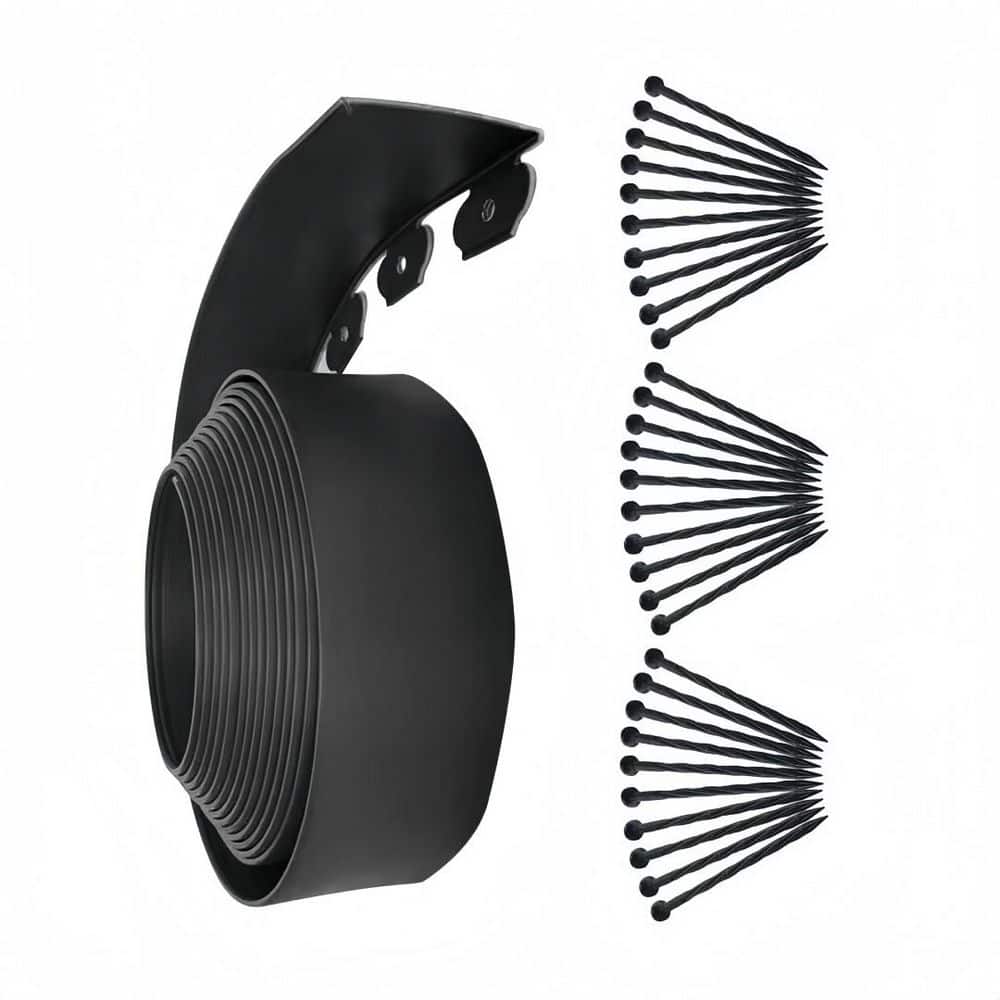 393.7 in. x 0.1 in. x 4 in. Black Plastic Flexible PE Landscape Edging with 30 Spiral Spikes price history on PriceWatchPro