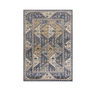 Multi-Colored 5 ft. x 7 ft. Tiled Border Area Rug