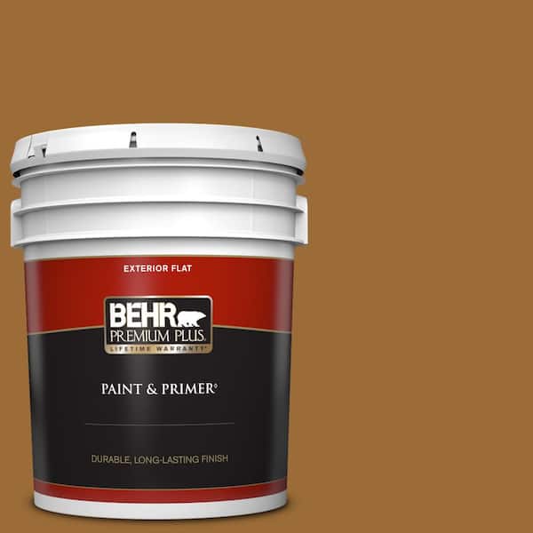 BEHR PREMIUM PLUS 5 gal. #PPU6-01 Curry Powder Flat Exterior Paint & Primer