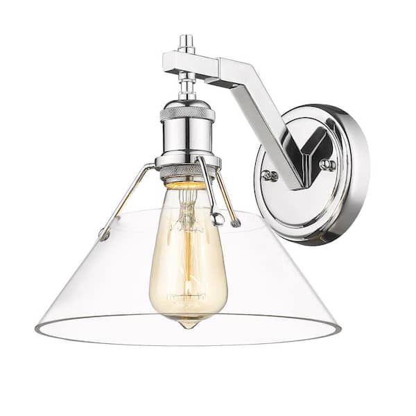 Golden Lighting Orwell 10 in. 1-Light Chrome and Clear Glass Wall Sconce