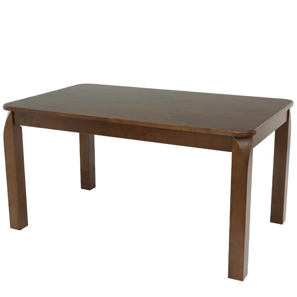 Dorian 62" Dark Walnut Solid Rubberwood Mid-Century Modern Dining Table