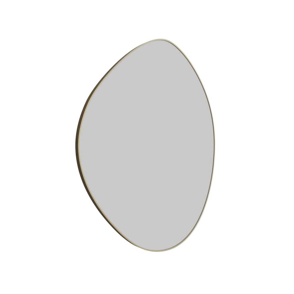 Glass Warehouse Starla 28 in. W x 36 in. H Framed Pebble Shape Bathroom Vanity Mirror in Satin