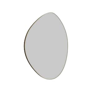 Starla 28 in. W x 36 in. H Framed Pebble Shape Bathroom Vanity Mirror in Satin Brass