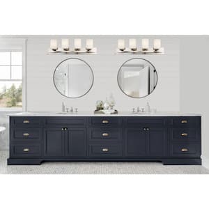 Moonlight 31 in. 4-Light Brushed Nickel Bathroom Vanity Light Fixture with Frosted Glass