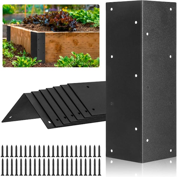 Set of 8 Rust Resistant Raised Garden Bed Corner Brackets Screws 11in L x 3in W x 3in H Metal Connectors for Planter