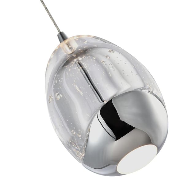 Venezia 3.5 in. ETL Certified Integrated LED Pendant Lighting Fixture with Clear Glass Globe Shade, Black