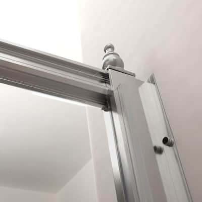 Magee 32 in. W x 75 in. H Sliding Semi Frameless Shower Door/Enclosure in Brushed Nickel with Clear Glass