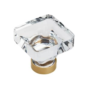 Glacio 1-3/8 in. (35mm) Modern Clear/Champagne Bronze Square Cabinet Knob