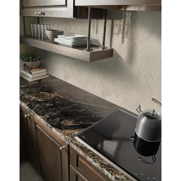 Portico Pearl Arabesque 11 in. x 15 in. Glossy Ceramic Mesh-Mounted Mosaic Tile (11.7 sq. ft. / Case)